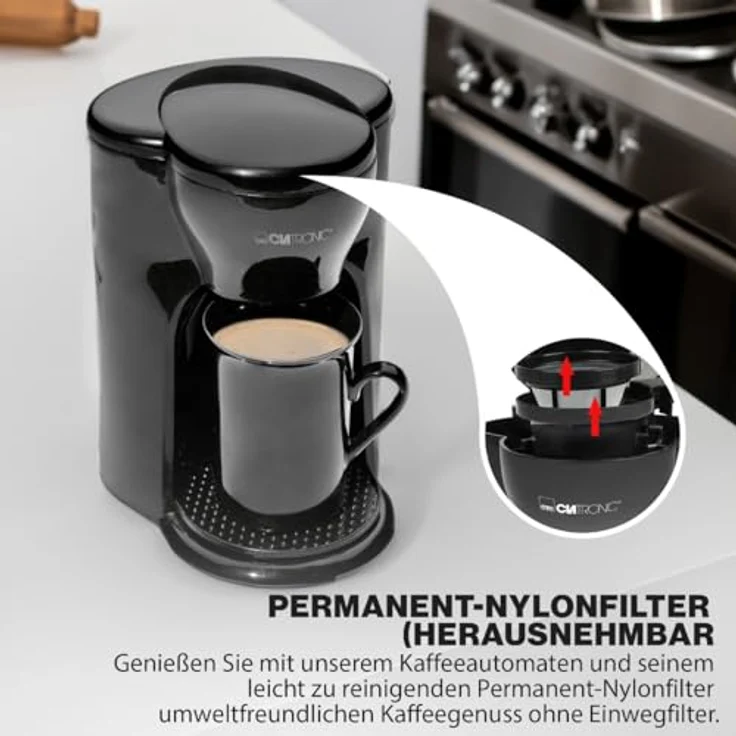 Clatronic KA 3356 1-Tassen-Kaffee-Automat, inkl. Keramiktasse, schwarz – Bild 4