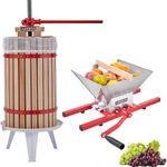 AREBOS Obstpresse 30L und Obstmühle 7L| Manuelle Saftpresse I Beerenpresse inkl. Presstuch, Druckplatte und Metallspindel, Rot