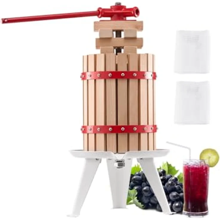 VEVOR Obstweinpresse Obstmühle (6 L) mit Massivholzkorb und 8 Blöcken, manueller Entsafter für Apfel, Traube und Olivenöl mit ergonomischem Griff, ideale Saftpresse für die Küche – Bild 1