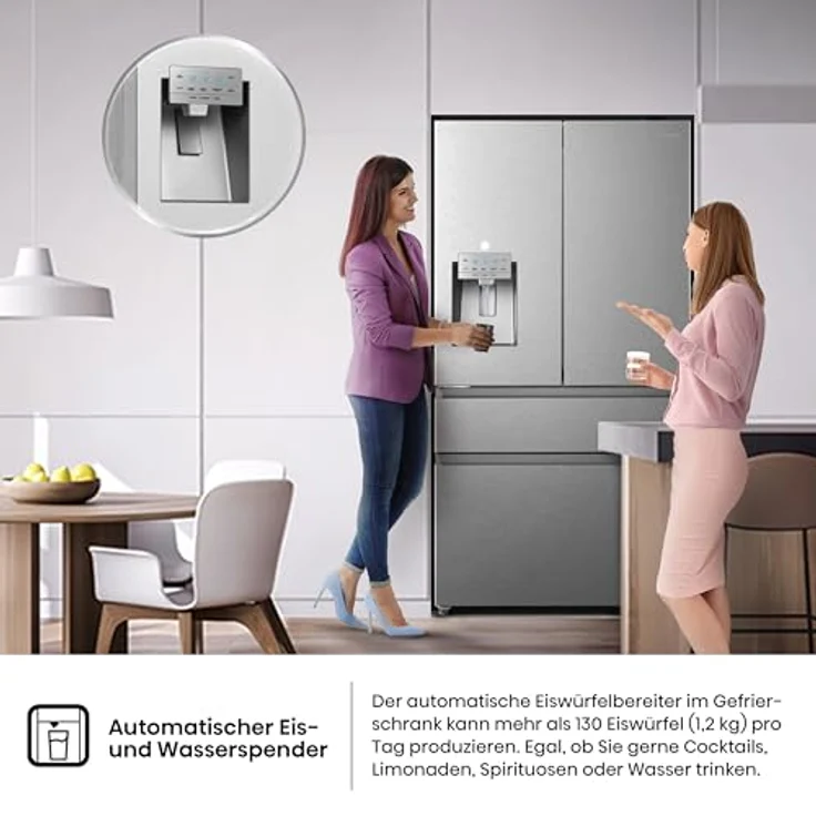Hisense RF 728 N 4 SASE French-Door-Kühlschrank, freistehend, inoxfarben, NoFrost, Breite 91.4 cm, Energieklasse E – Bild 10
