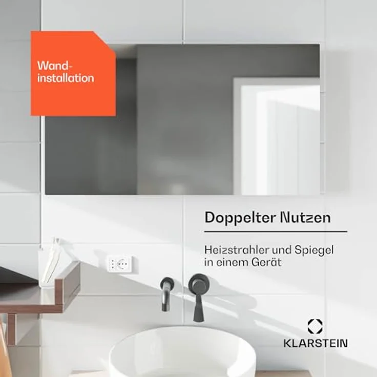 Klarstein Infrarotheizung mit Thermostat, 720W Elektroheizung, Smart Infrarotheizung zur Wandmontage, IR mit Erkennung Offener Fenster, Feuchtraum Heizkörper CO2-Frei, IP54 Elektro Wand Heizung – Bild 5