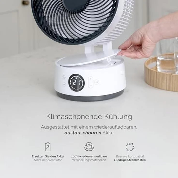 MEACO MeacoFan Sefte® 8, Tragbarer Ventilator mit austauschbarem Akku, 17 Stunden Laufzeit, leiser Betrieb, Fernbedienung, Nachtmodus, 2,3 kg – Bild 5