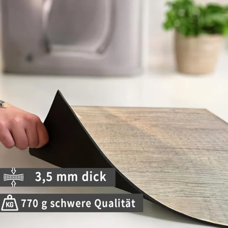 matches21 HOME & HOBBY Tabletop rutschfeste Waschmaschinenauflagen 2er Set Holz-Optik, zuschneidbare Gummi-Matte 60 cm als Waschmaschinen-Abdeckung, pflegeleicht und vielseitig einsetzbar – Bild 4