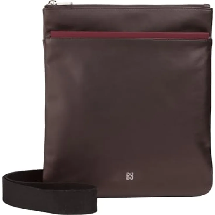 DuDu Herren Lederhandtasche, Herren Umhängetasche mit Reißverschluss, Verstellbarer Gurt Burgundy