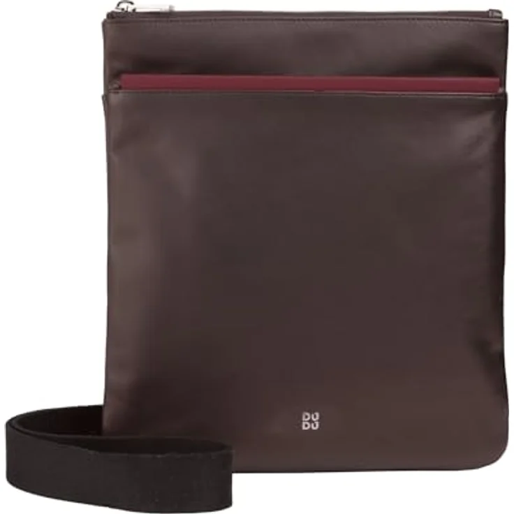 DuDu Herren Lederhandtasche, Herren Umhängetasche mit Reißverschluss, Verstellbarer Gurt Burgundy – Bild 1