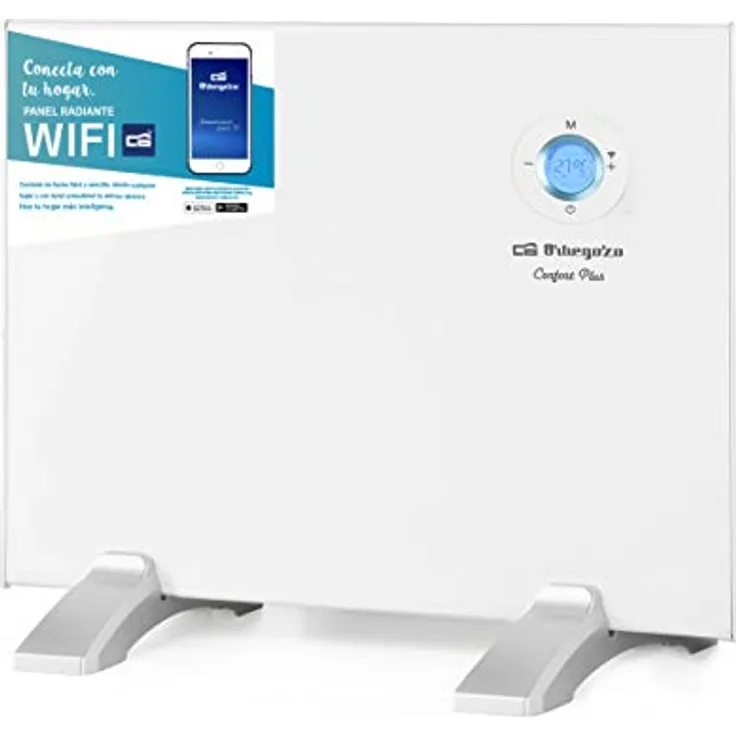 Orbegozo REW 500 - Heizlüfter, digital, WLAN, 500 W, LCD-Digital-Display, programmierbar, kabellose Verbindung über Orbegozo-App, weiß