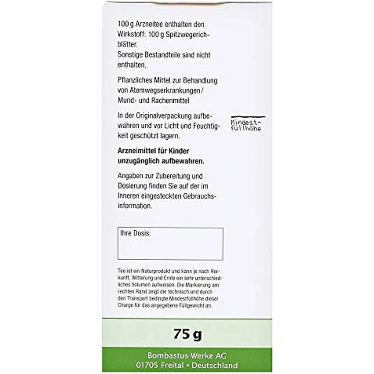 Bombastus Spitzwegerichblätter Tee, 75 g Aufguss-Tee aus natürlichen Kräutern – Bild 2