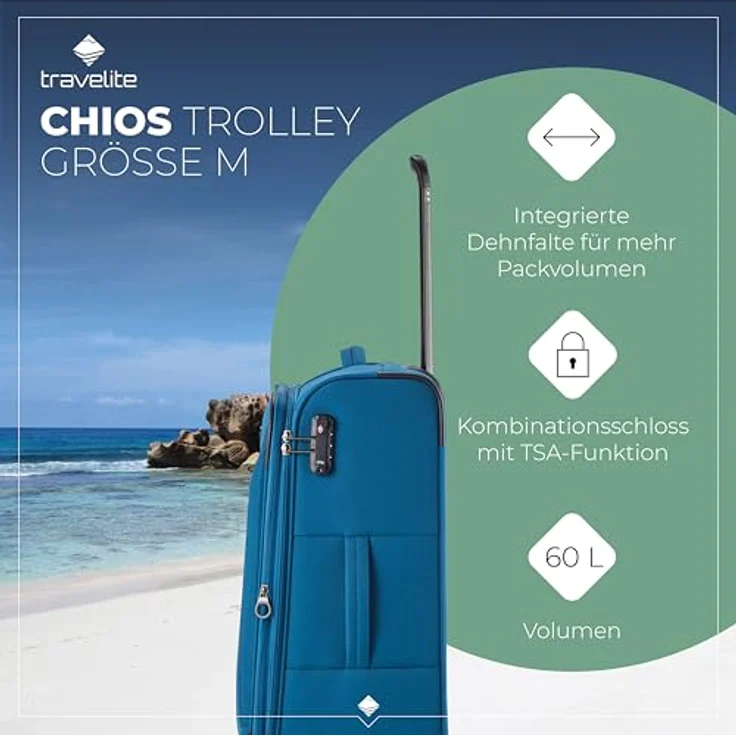 Travelite Chios Trolley M 67 Petrol, 60 l Volumen – Bild 2