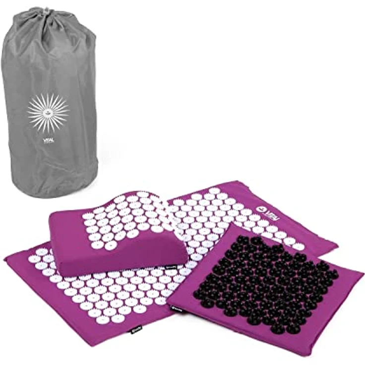 Akupressur-Set DELUXE SOFT (aubergine): Akupressurmatte (74 x 44 cm) Akupressur-Fußmatte mit Kissen im günstigen Set, Entspannungsmatte, Fußreflexzonen-Massage – Bild 1