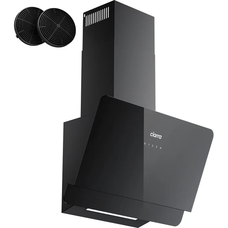 Ciarra VM6765CB Kopffreihaube, Dunstabzugshaube 60cm mit 580 m³/h, energieeffizient A+, schwarz