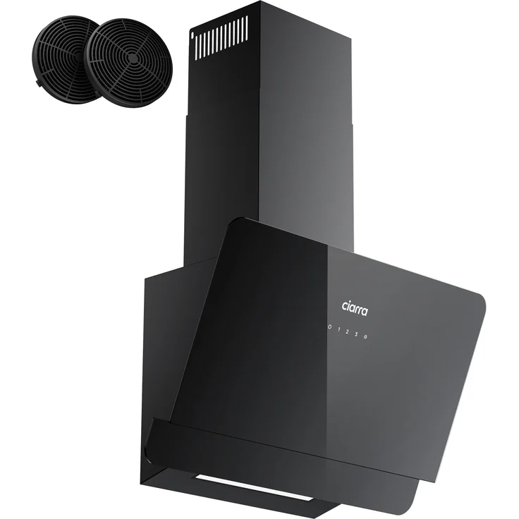 Ciarra VM6765CB Kopffreihaube, Dunstabzugshaube 60cm mit 580 m³/h, energieeffizient A+, schwarz