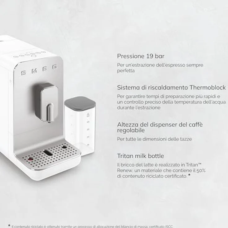 Smeg Kaffeevollautomat BCC13WHMEU, inkl. Milchbehälter - Personalisierter Kaffeegenuss auf Knopfdruck – Bild 4