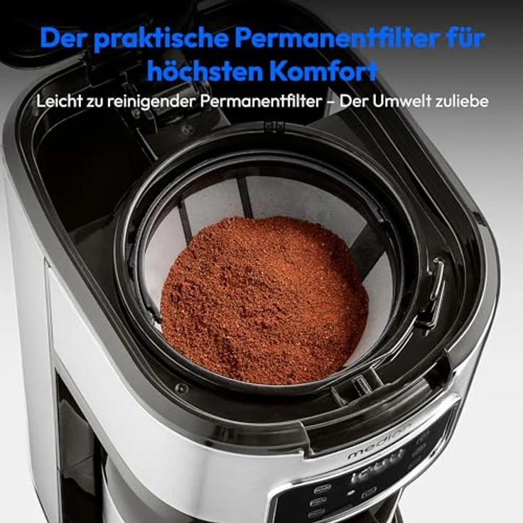 MEDION Kaffeemaschine mit Thermoskanne und Timer, Filtermaschine, 10 Tassen, 1,25 Liter, 900 Watt, Antitropf, edelstahl – Bild 5