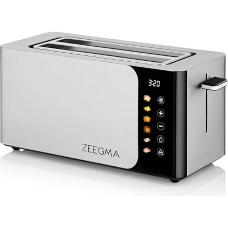 ZEEGMA TOSTEE SMART 4-Scheiben-Edelstahl-Brottoaster, 1500 W, mit Brötchenhalter, Touchpanel, Timer, 6 Stufen, Auftauen und Aufwärmen, Krümelfach – Bild 1