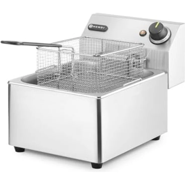 HENDI Fritteuse, einstellbar bis 190°C, Kaltzone, mit Frittierkorb und Deckel, Entnehmbar Becken, Sicherheitsthermometer, 6L, 230V, 3300W, 265x430xH290mm, Edelstahl – Bild 6