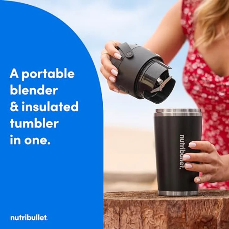 NutriBullet Flip NBPB10350 Tragbarer Mixer mit Tritan-Becher, Schwarz, USB-C-Ladeanschluss, 50% mehr Akkuleistung – Bild 2