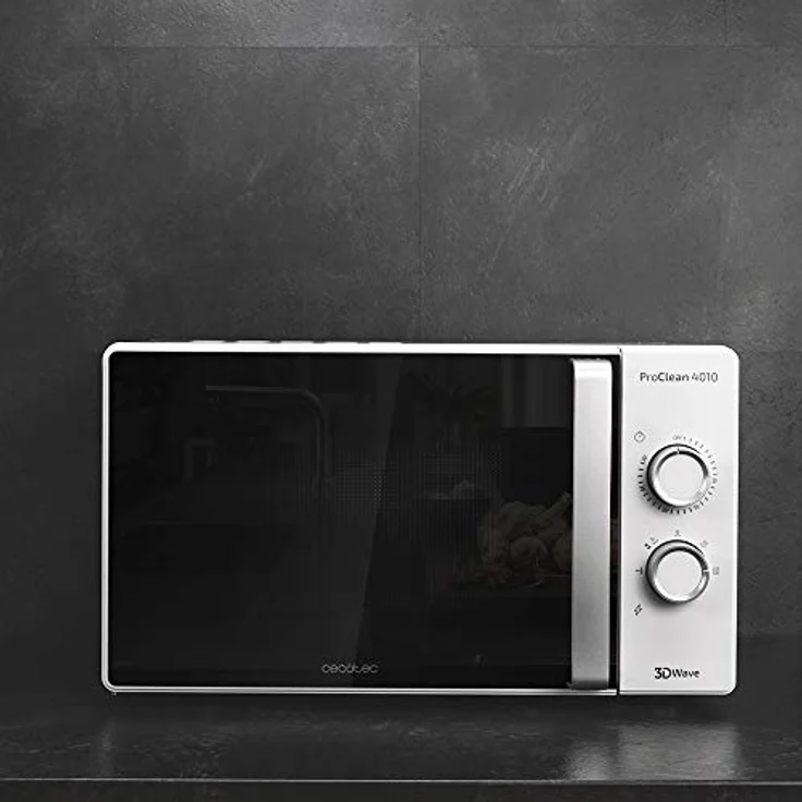 Cecotec Pro Clean 4010 Mikrowelle, Standgerät, 700 Watt, 23 Liter Garraum, Ready 2 Clean Beschichtung Antihaft 3D Wave Full Crystal Spiegeltür 8 Programme 60 Min Timer Drehschalter In Silber Schwarz – Bild 5