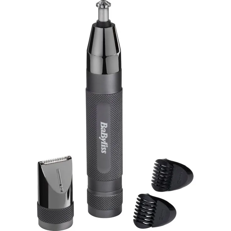 BaByliss Multifunktionstrimmer Super-X Metal Nasen-, Ohren- & Augenbrauentrimmer, batteriebetrieben, edles Metallgehäuse, Anti-Rutsch Griff, abwaschbar