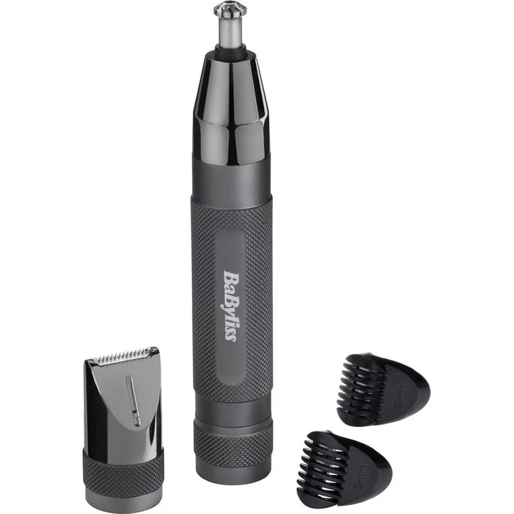 BaByliss Multifunktionstrimmer Super-X Metal Nasen-, Ohren- & Augenbrauentrimmer, batteriebetrieben, edles Metallgehäuse, Anti-Rutsch Griff, abwaschbar
