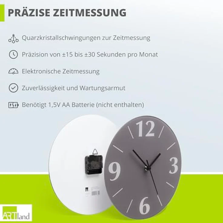 Artland Wanduhr Welle, analoge Funk- oder Quarzuhr, lautlos ohne Tickgeräusche, braunes Welle Design auf Float Glas – Bild 4