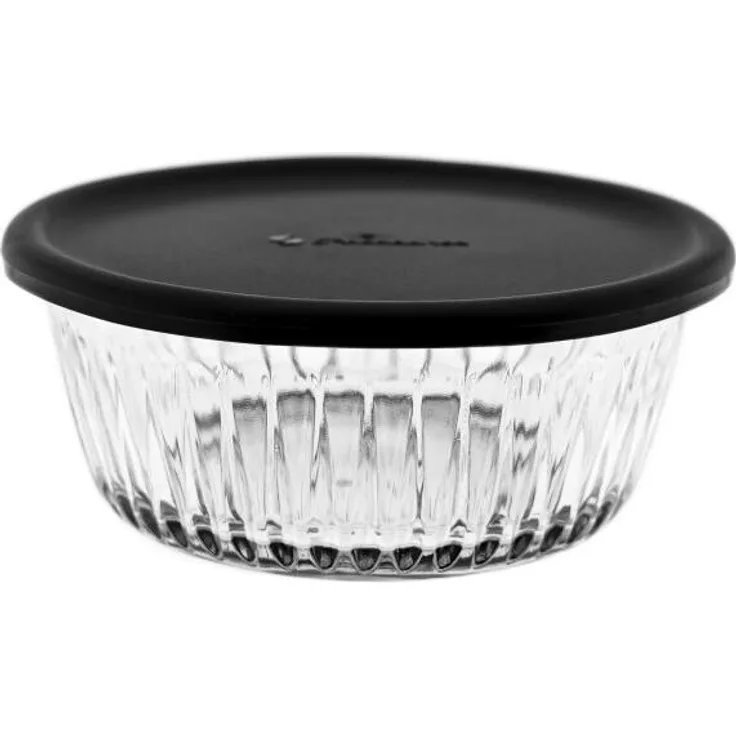 Pasabahce Frezya Vorratsbehälter Set, 4-teilig aus transparentem Glas, 330 ml, mit grauem Kunststoffdeckel, mikrowellen- und gefriergeeignet