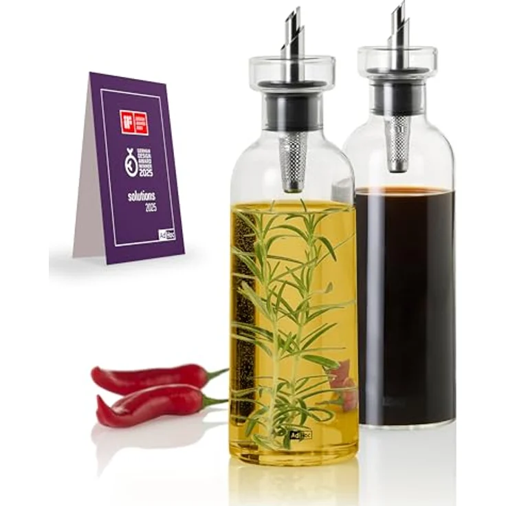 AdHoc AromaPour Öl- und Essigspender Set, 2-tlg., 4in1 Genussexperte, 300ml, klar, spülmaschinengeeignet – Bild 1