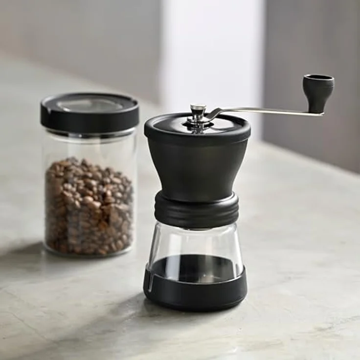 HARIO Skerton N Keramik Kaffeemühle, Einstellbarer Mahlmechanismus, 100 Gramm Frischhaltedose, Keramikmahlgetriebe – Bild 3