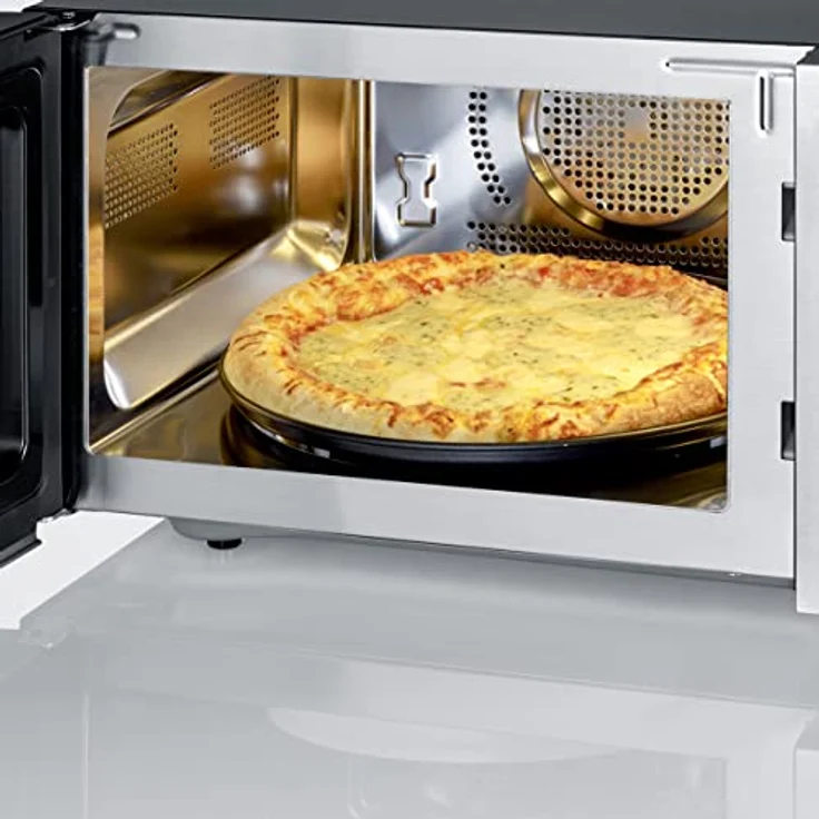 Severin MW 7778 4-in-1 Mikrowelle, 25 Liter Garraum, 900 Watt, Grillfunktion, Heißluft 230°C, Pizzafunktion, Auftauen, 11 Programme, silber – Bild 7