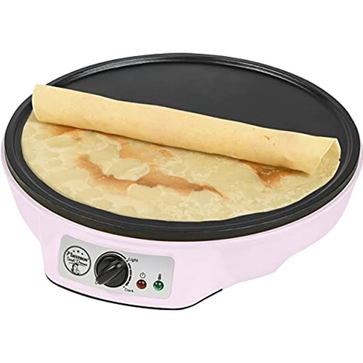 Bestron ASW602P Crêpes Maker, im Retro Design, 1000W, Ø 30 cm, antihaftbeschichtet, inkl. Teigverteiler, rosa – Bild 4