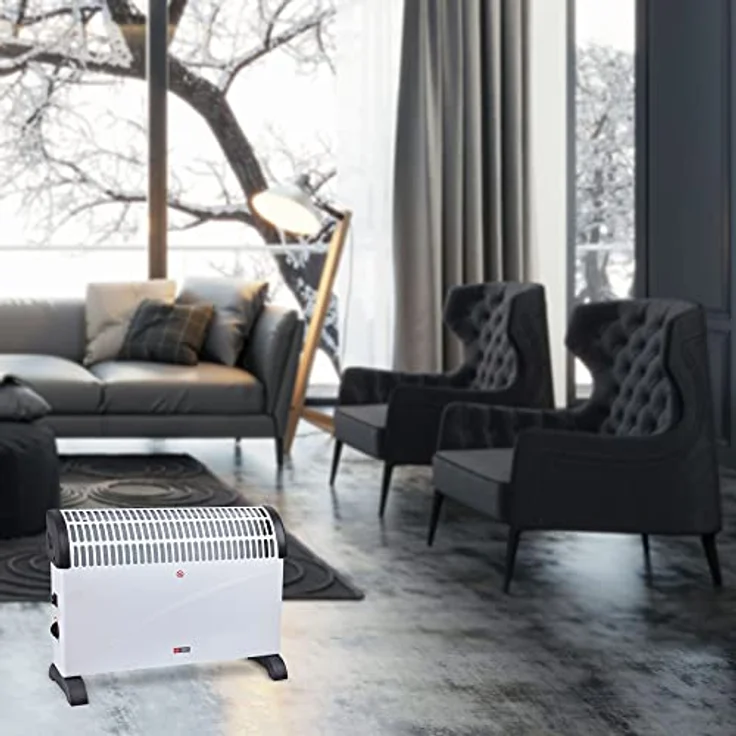X4-LIFE Konvektor mit 3 StufenWärmeregulierung 750W, 1250W und 2000W, Elektrischer Heizkörper, Überhitzungsschutz mit Kontrollleuchte, Wärmt bis zu 25m², Standheizung mit Tragegriffen – Bild 3