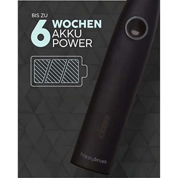 happybrush Elektrische Schall-Zahnbürste Eco VIBE 3 - Nachhaltige Zahnbürste mit 6 Wochen Power-Akku - Schwarz – Bild 3