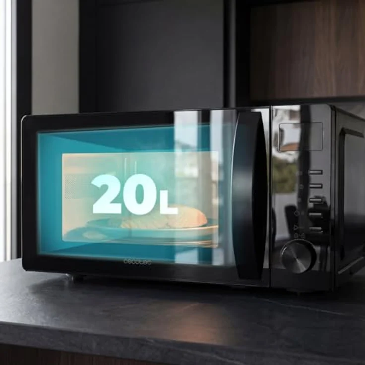 Cecotec Proclean 5105, Solo-Mikrowelle mit 20 l und 700 W, schwarz, mit mechanischem Timer und Grillfunktion – Bild 2