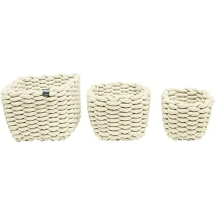 TOM TAILOR Aufbewahrungskorb, 3er Set, praktische Körbchen im Flecht-Design, stilvolle Organizer für Bad- und Kinderzimmer, dekorative Flechtkörbe, Beige