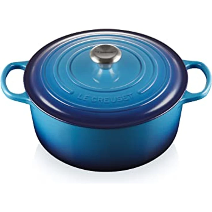 Le Creuset Signature Gusseisen-Bräter mit Deckel, Ø 28 cm, Rund, Für alle Herdarten und Induktion geeignet, Volumen: 6,7 l, 6,125 kg, Azure, 21177282202430, 21177282202430 – Bild 1