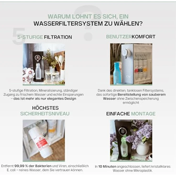 4Swiss Filtersystem für Hauswasser, 5-stufiges Trinkwasserfiltersystem mit 3 Kartuschen und 4 Wasserdosiermodi (Schwarz) – Bild 9