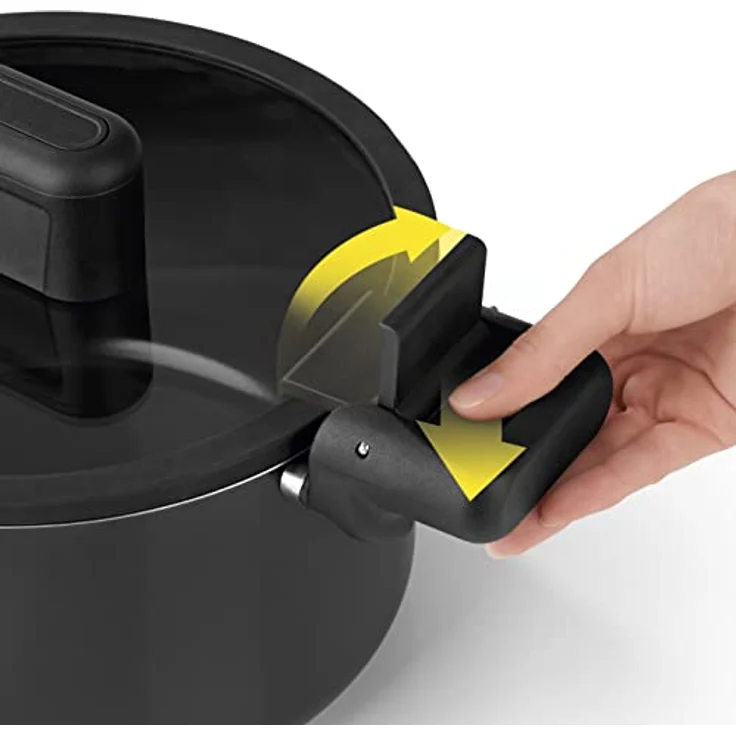 N8WERK Aluguss-Energiespartopf 5,8 L | Wärmeabweisende Griffe, Glasdeckel mit Silikonumrandung | Innen antihaftbeschichtet, außen hitzebeständig | Für alle Herdarten geeignet, auch Induktion – Bild 4