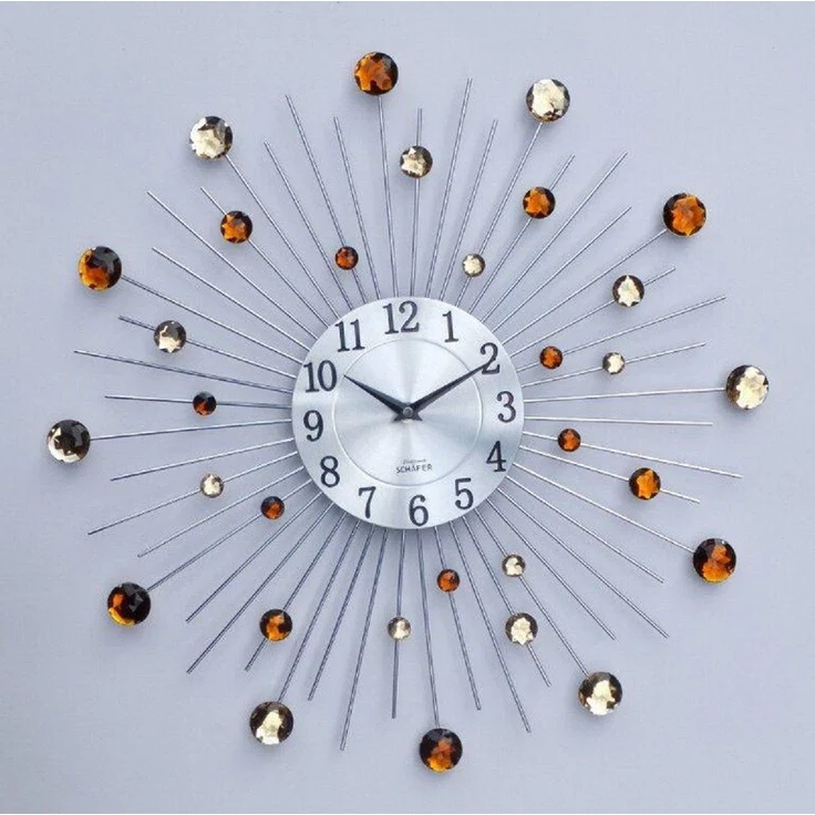 Elektronik SCHÄFER Wanduhr Ø 50cm Modernes Design, stilvoll für Wohn-, Schlafzimmer, Büro