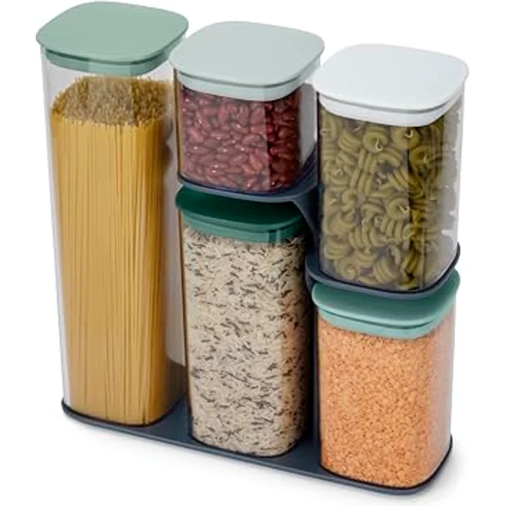 Joseph Joseph Podium 5-teiliges Aufbewahrungsbehälter-Set - Editions (Sage) mit luftdichten Silikondichtungen und schüttfreundlichen Ecken – Bild 1