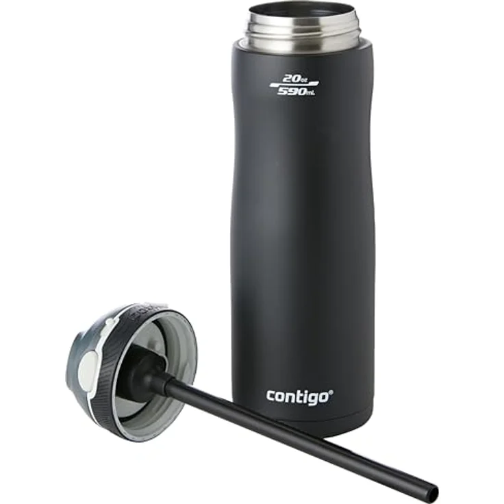 Contigo Ashland Chill Trinkflasche mit Strohhalm, große BPA-freie Edelstahl Wasserflasche, Thermosflasche auslaufsicher, hält Getränke bis zu 24h kühl; für Sport, Fahrrad, Joggen, Wandern, 590 ml – Bild 4