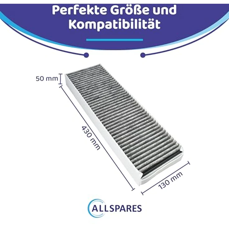 AllSpares Aktivkohlefilter für Bora Pure PUAKF, X, S, PURU & PUXU, effektive Geruchsneutralisation, 430x130x50 mm – Bild 2