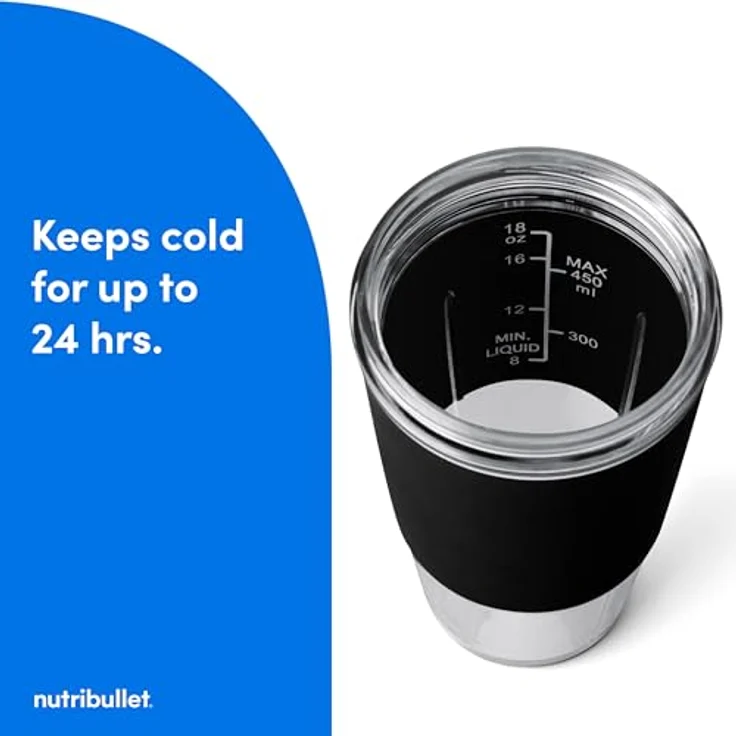 NutriBullet Flip NBPB10350 Tragbarer Mixer mit Tritan-Becher, Schwarz, USB-C-Ladeanschluss, 50% mehr Akkuleistung – Bild 5