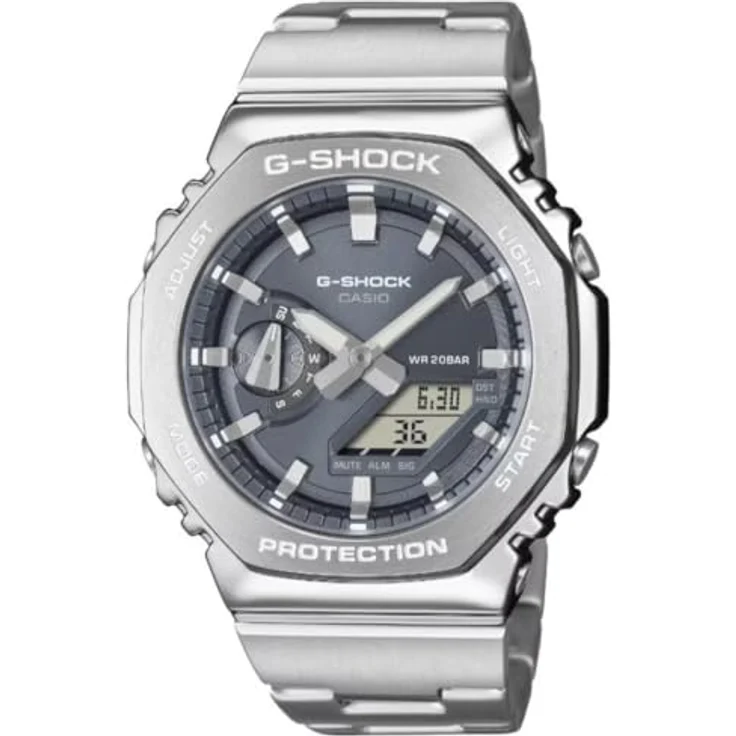 Casio GM-2110D-8AER G-Shock, Armbanduhr aus Edelstahl in Anthrazit, leicht tragbar für lässige und klassische Outfits – Bild 2