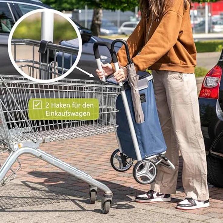 bremermann Einkaufstrolley BRINKUM, Handwagen mit abnehmbarer Tasche, 45 Liter Fassungsvermögen (blau) - Preisvergleich – Bild 5