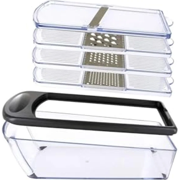 Westmark Turmreibe mit 3 Reibeflächen und Auffangbehälter, Höhe: 23,5 cm, Rostfreier Edelstahl-Kunststoff, Technicus-Trio, Silber-Schwarz-Transparent, 14332270 – Bild 6