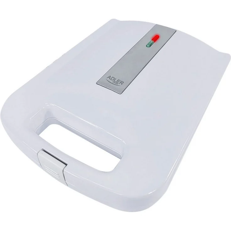 Adler AD 3055w Sandwichmaker, Sandwichtoaster für 4 Sandwiches mit Antihaftbeschichtung und Cool-Touch-Griff, weiß