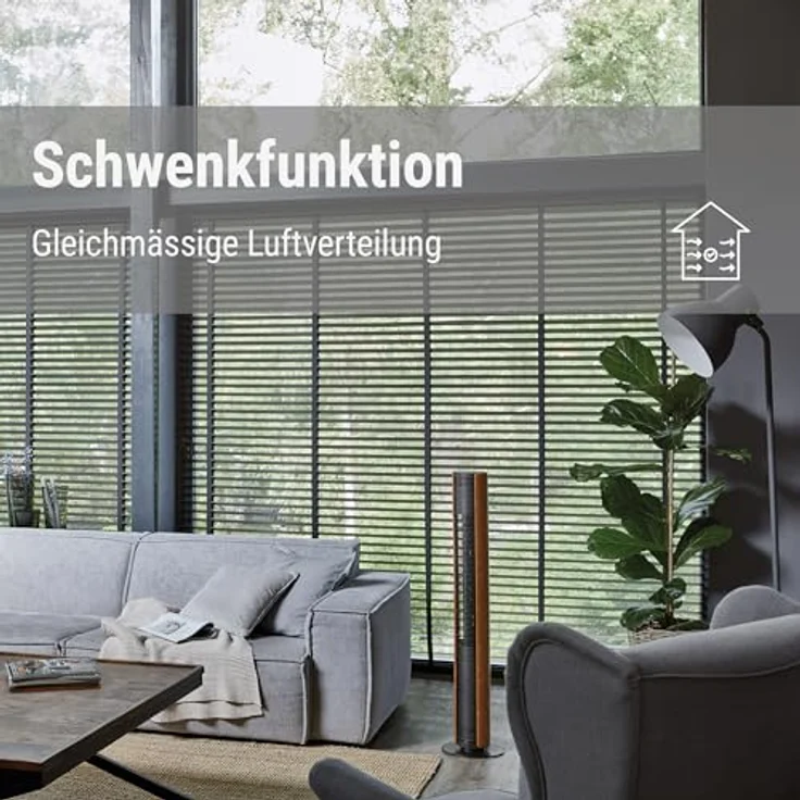 Stadler Form Peter Tower Ventilator, energieeffizient und leise mit 6 Geschwindigkeiten, 7-Stunden-Timer, dimmbare LED und Fernbedienung – Bild 2