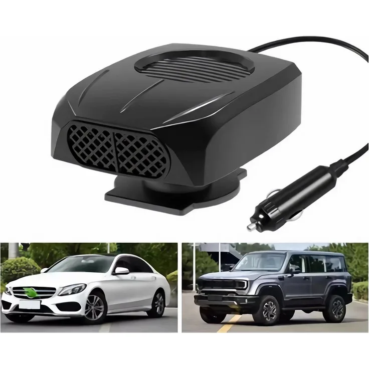 Bolwins Heizgerät A71D Auto Heizung Entfroster 120W12V KFZ Entfroster Heizlüfter Heizung, Schwarzes Kunststoffgehäuse