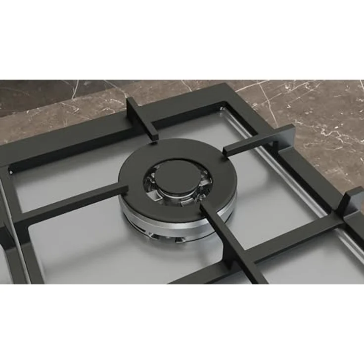 SIEMENS iQ500 Gaskochfeld EC6A5HI90, 60 cm, Edelstahl, stepFlame Technologie, Dual-Wok-Brenner 3,5 kW, abnehmbare Metallknebel, gusseisen Topfträger – Bild 2