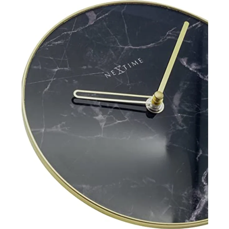 Nextime Wanduhr, Tischuhr Marble Ø 20 cm Schwarz (20 cm) - Batteriebetrieben, aus Marmor, Schwarz, 20 cm Durchmesser – Bild 5