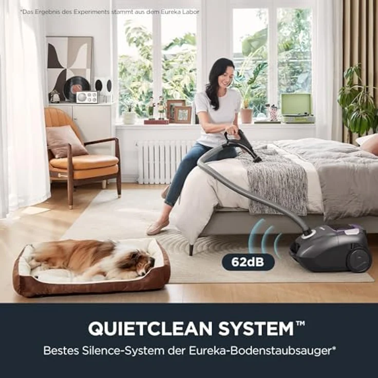 Eureka NEN300 Bodenstaubsauger mit Beutel, 700W, 62 dB(A), Hygienefilter, 2L, für Hartboden, Parkett und Teppich, inkl. Zubehör – Bild 2